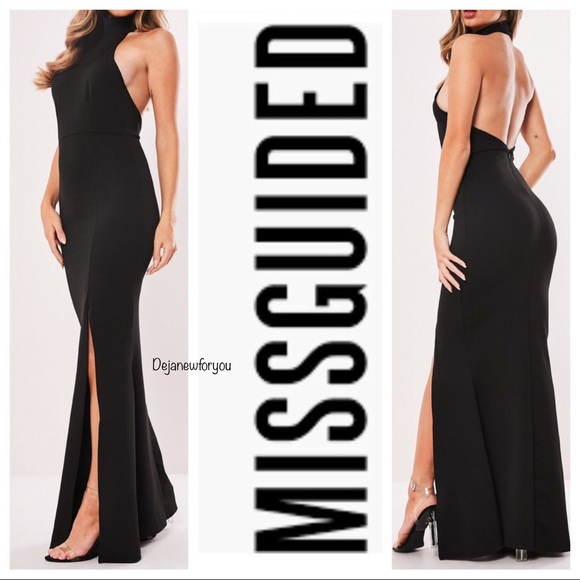 black high neck maxi dress